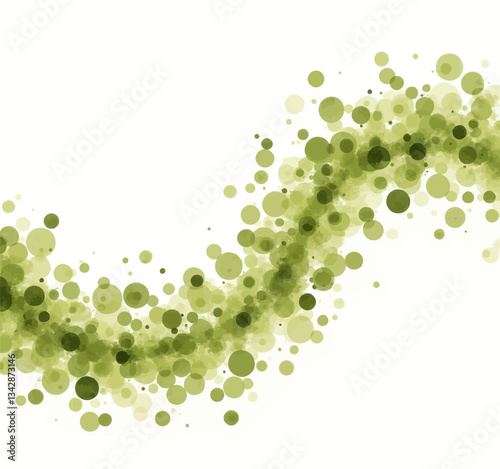 Olive green bubble swirl on white backdrop