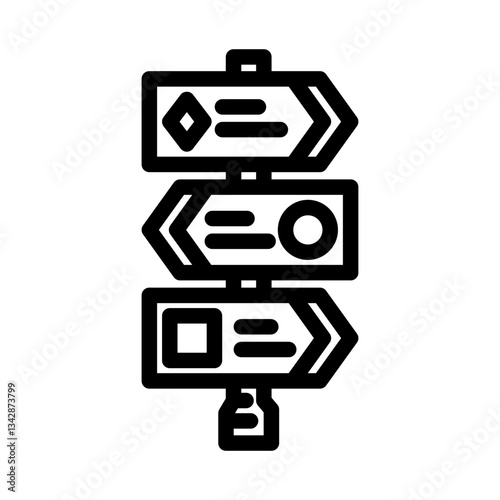 trail ski marker winter skiing line icon vector illustration