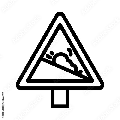 avalanche warning ski resort line icon vector illustration