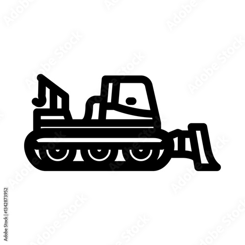 snow groomer machine ski resort line icon vector illustration