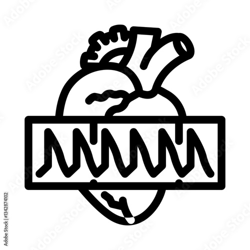 ventricular tachycardia cardiology line icon vector illustration