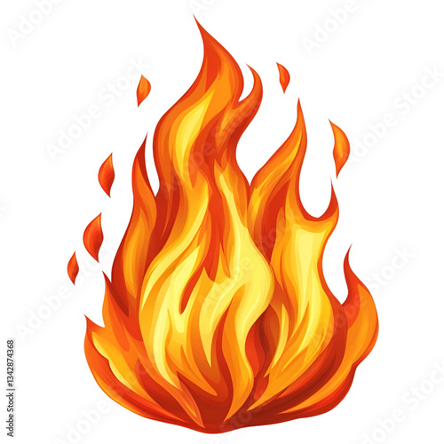 Fire flames isolated on a transparent background