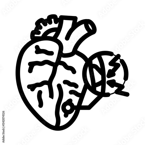 stroke caused cardiovascular issues line icon vector illustration