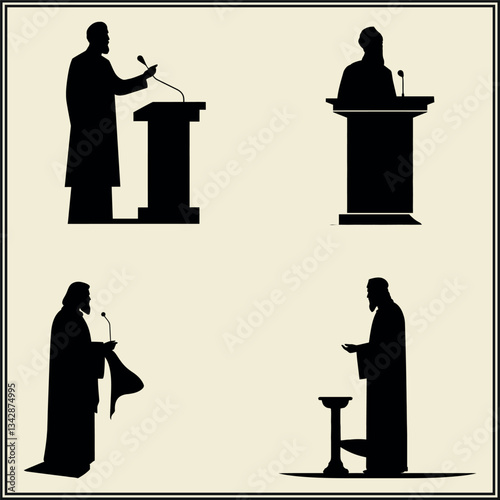 Silhouette of Imam, Giving Khutbah