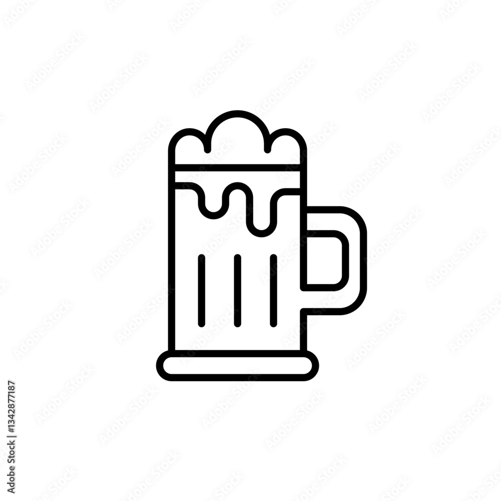 Mug of draught beer with foam. Pixel perfect, editable stroke vector icon Mug of draught beer with foam. Pixel perfect, editable stroke vector icon