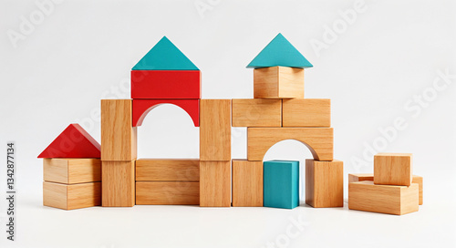 a city built from a children's wooden construction set . Generative AI