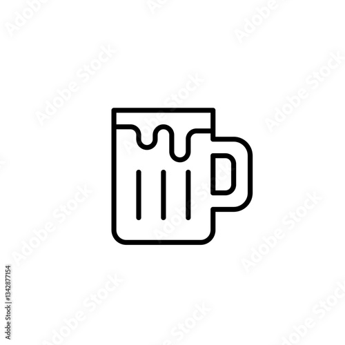 Beer mug. Drinking alcohol, bar for draught on tap. Pixel perfect, editable stroke vector icon