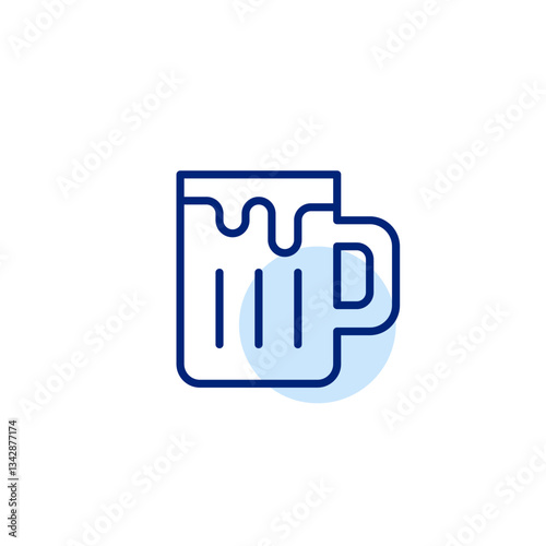 Beer mug. Drinking alcohol, bar for draught on tap. Pixel perfect, editable stroke vector icon