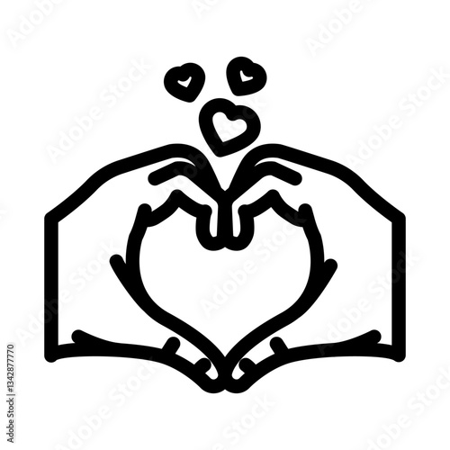 hands heart gesture line icon vector illustration