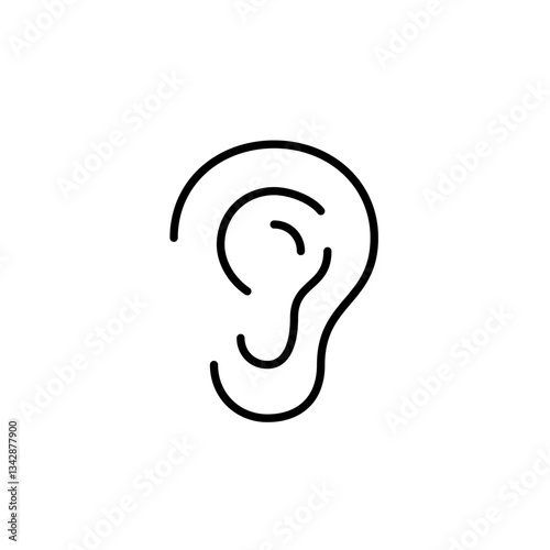 Ear symbol. Hearing accessibility, active listening devices. Audio settings, hearing protection. Pixel perfect, editable stroke vector icon
