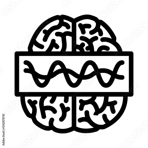 brain waves study line icon vector illustration