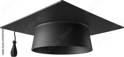 3D black graduation cap