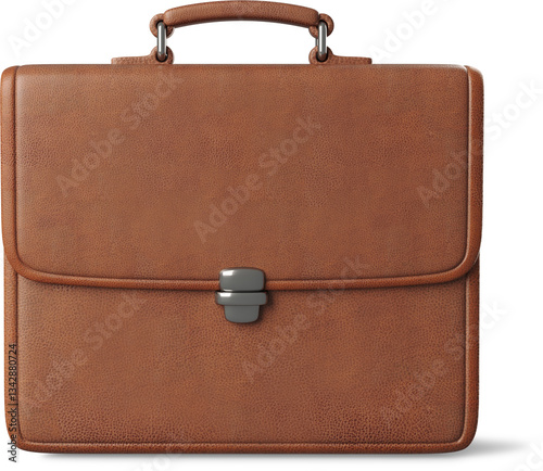 3D Brown leather briefcase