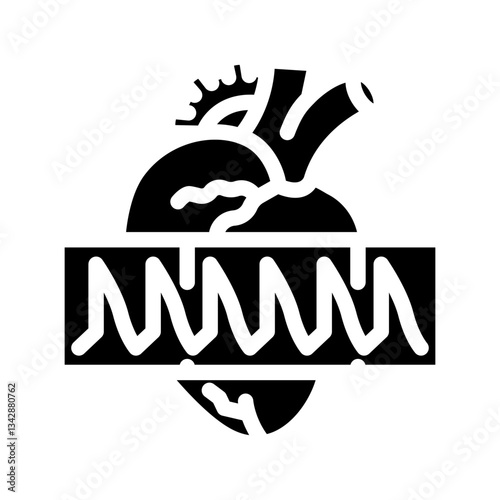 ventricular tachycardia cardiology glyph icon vector illustration