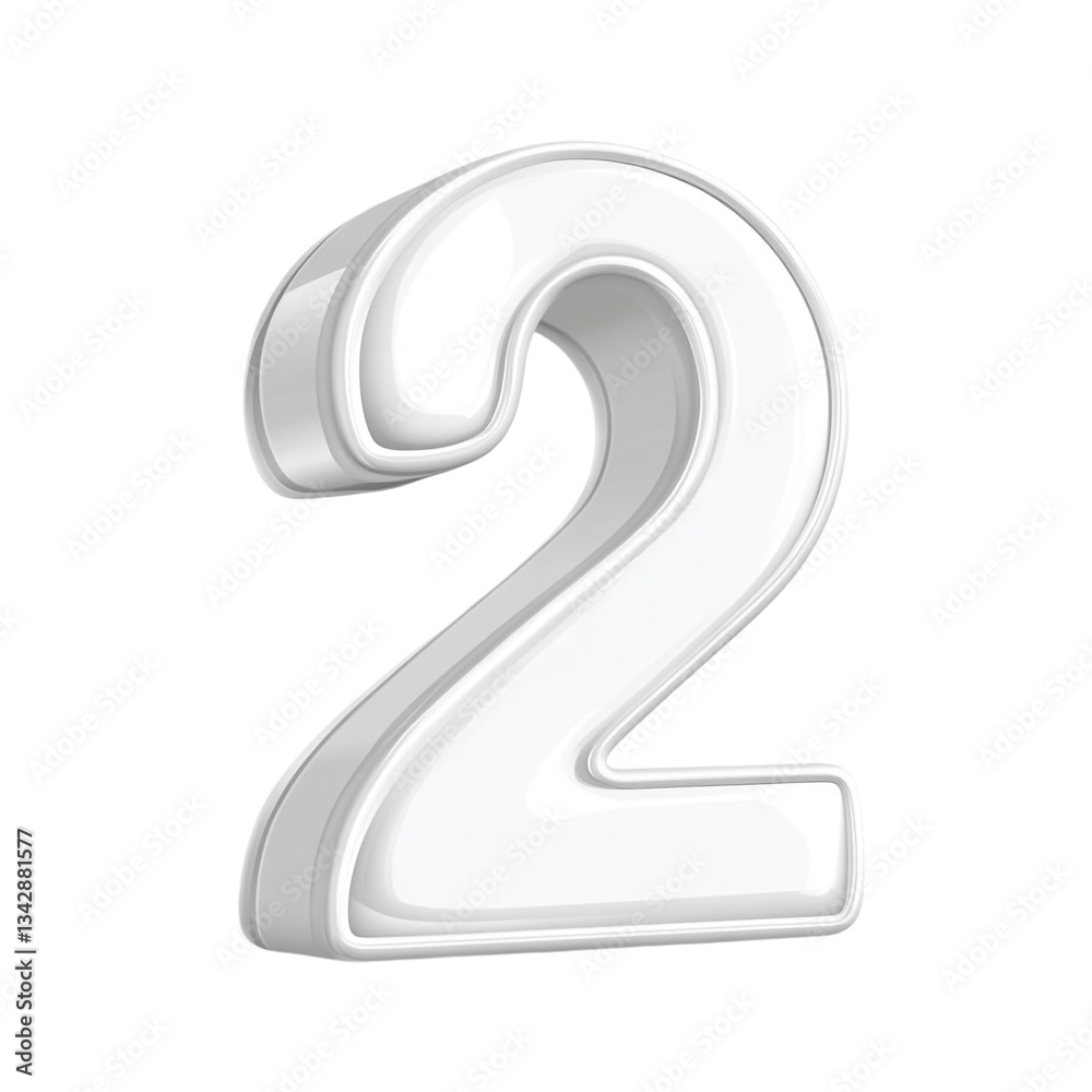 White 3D Number Two Abstract Background, White 3D Number Two Abstract Background,