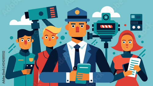 Armed with automated tools journalists are able to produce indepth and detailed stories on a variety of topics from crime rates to climate change.. Vector illustration