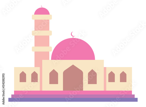 Illustration of an Mosque Islamic Flat