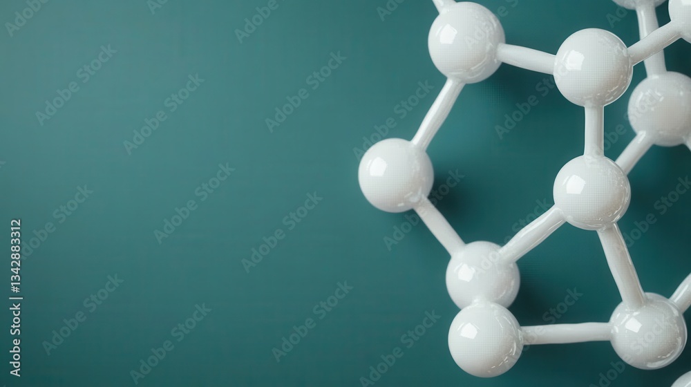 Obraz premium Molecular Structure Model on Teal Background with Soft Lighting