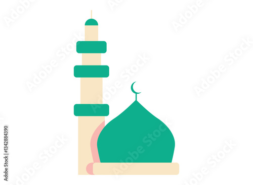 Illustration of an Mosque Islamic Flat