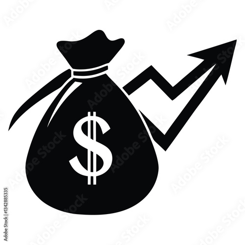 Money Bag Silhouette Vector, Money Bag Clipart, Money bag icon, Money bag silhouette vector set icon. vector illustration of a bag with money