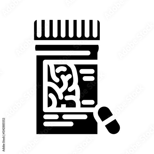 neurological medication glyph icon vector illustration