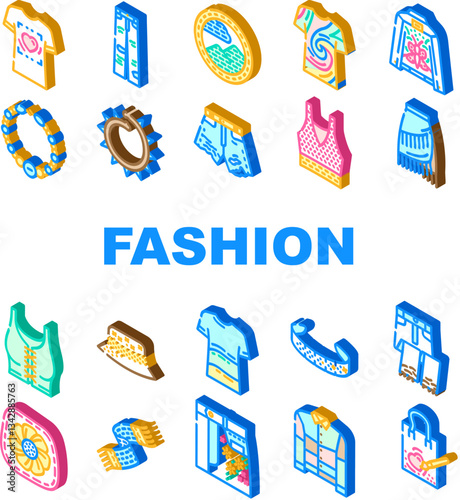 diy fashion upcycling icons set vector