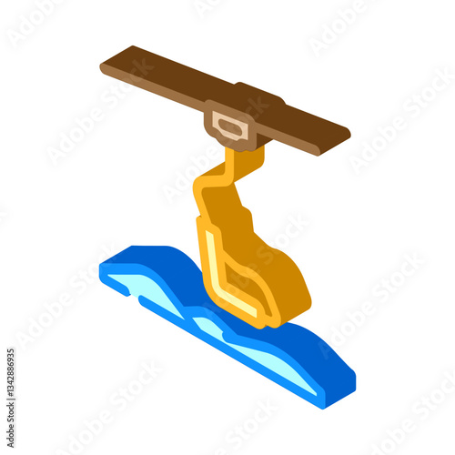 chairlift skier winter skiing isometric icon vector illustration