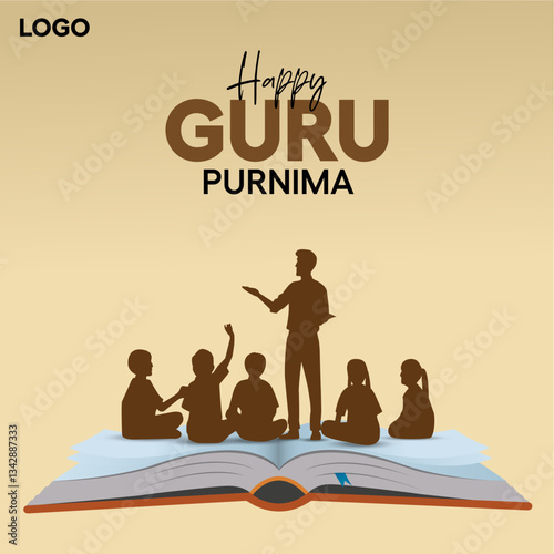 new Happy guru Purnima guru and shishya teaching . god abstract Vector Illustration design.