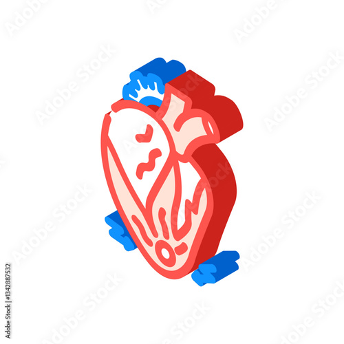 heart failure cardiology disease isometric icon vector illustration