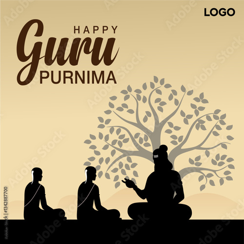 new Happy guru Purnima guru and shishya teaching . god abstract Vector Illustration design.