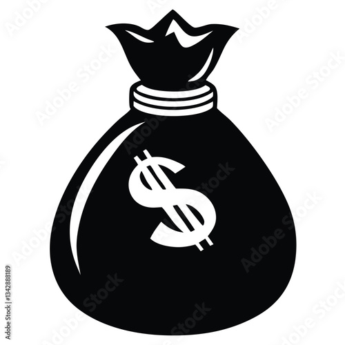 Money Bag Silhouette Vector, Money Bag Clipart, Money bag icon, Money bag silhouette vector set icon. vector illustration of a bag with money