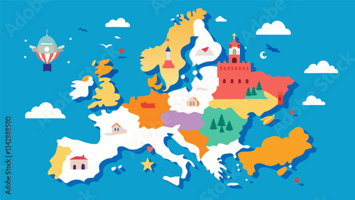 Students will color in the countries of Europe while learning about their unique cultures languages and histories.. Vector illustration