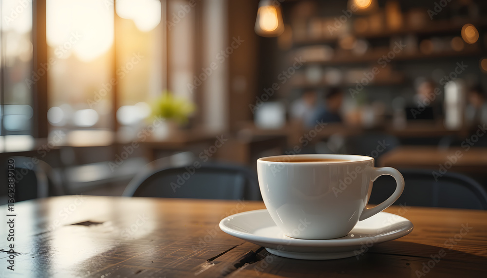 Coffee in a cafe with morning light bokeh from a window generative ai Coffee in a cafe with morning light bokeh from a window generative ai