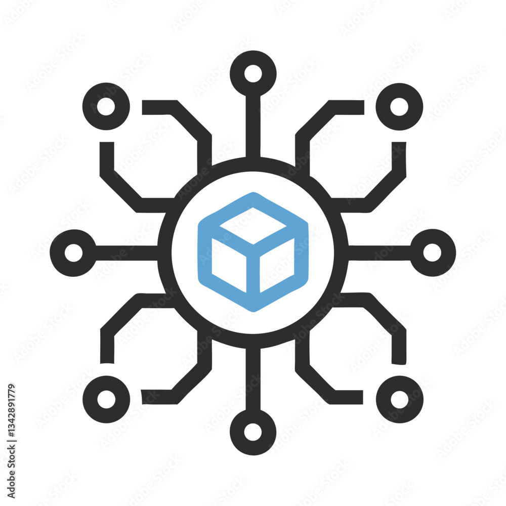 Blockchain network icon with interconnected nodes Blockchain network icon with interconnected nodes