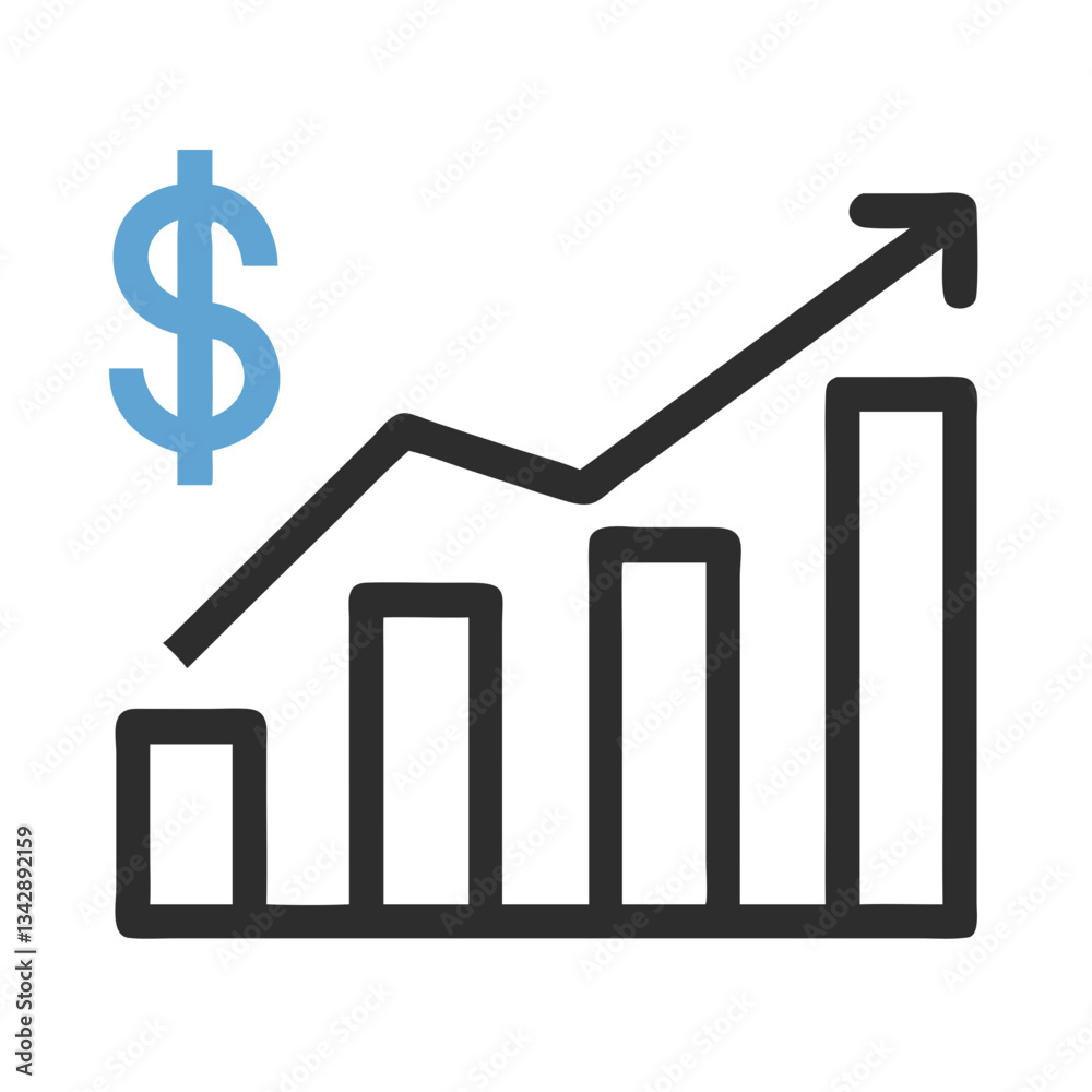 Financial growth chart icon with dollar sign Financial growth chart icon with dollar sign