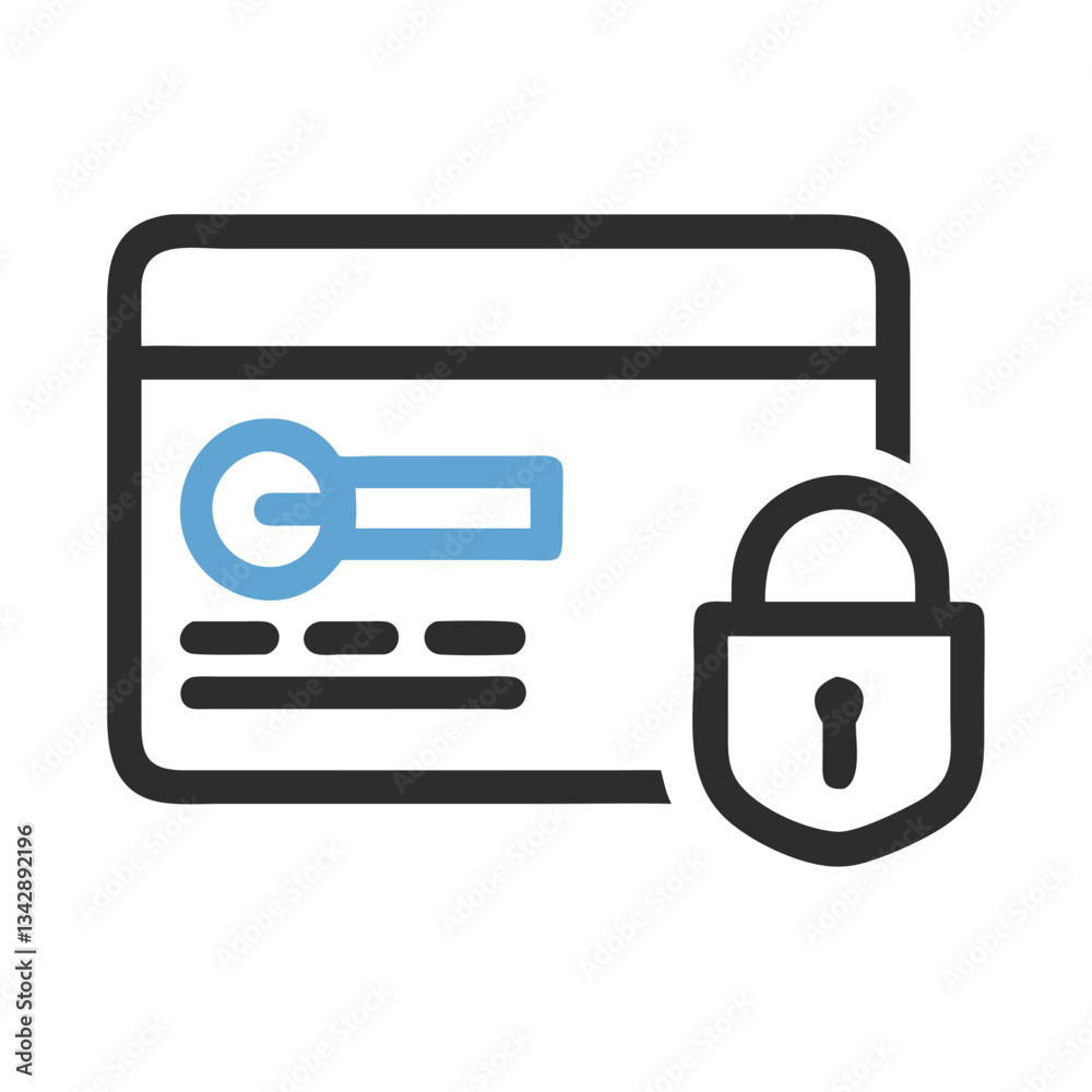 Secure payment icon with credit card and lock Secure payment icon with credit card and lock