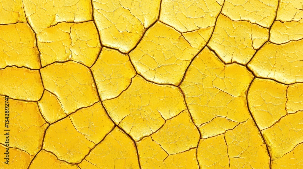 Cracked Yellow Surface with Detailed Texture and Deep Crevices Cracked Yellow Surface with Detailed Texture and Deep Crevices
