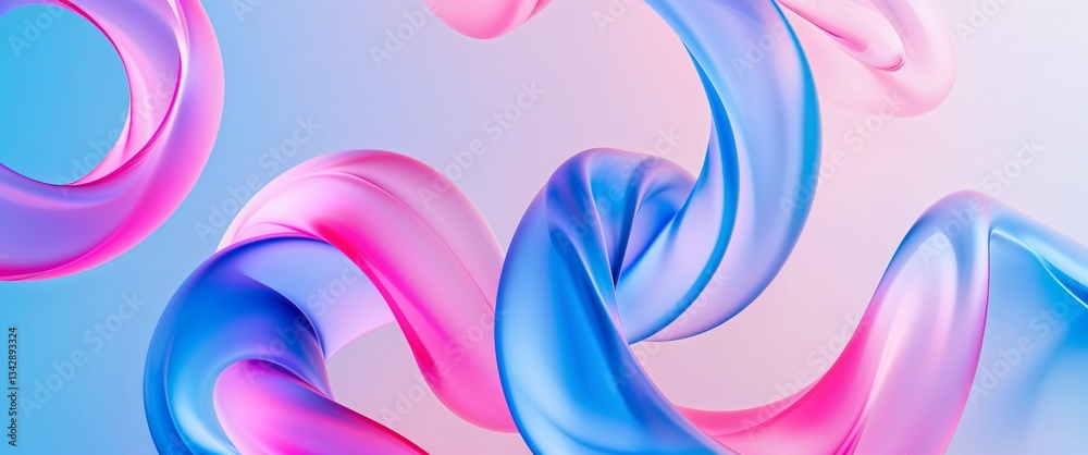 Fototapeta premium blue pink gradient translucent spiral twists abstract pattern abstract on plain white background illustration design concept backdrop