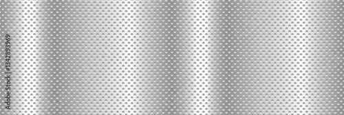 Silver foil texture. Vector gradient metal net. Mirror texture. Peg board stainless steel metallic seamless pattern. Glitzy chrome gradation pegboard. Industrial surface polished aluminum tile bg
