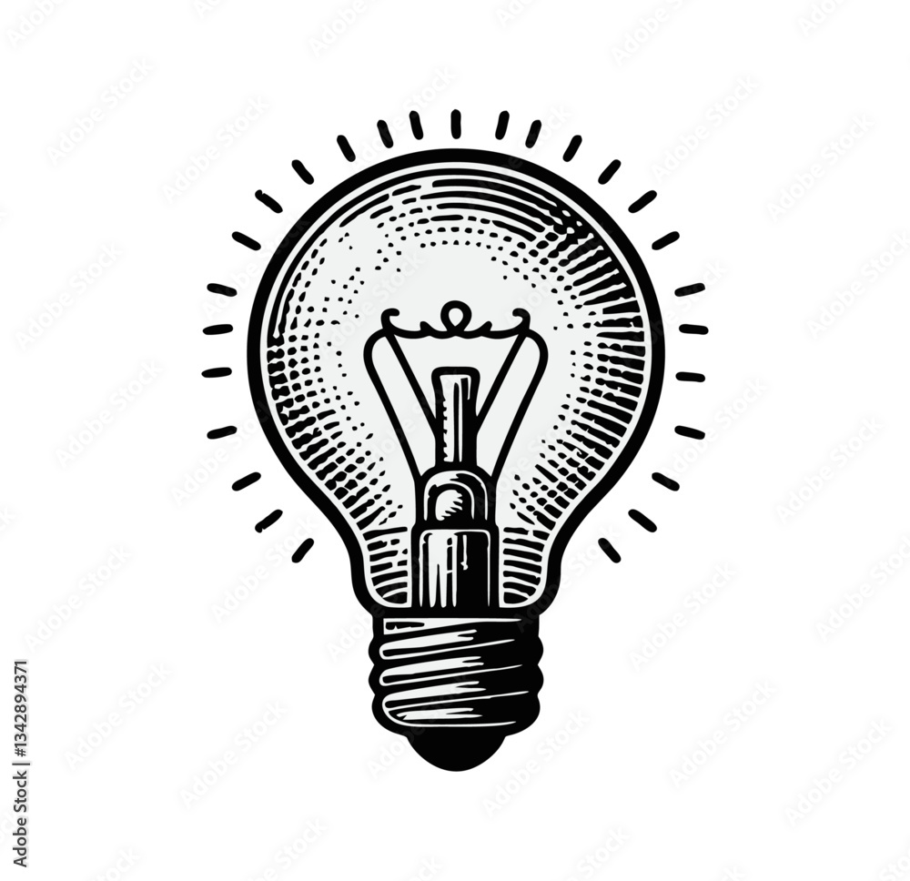 Bulb light engrave logo icon design illustration