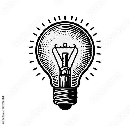 Bulb light engrave logo icon design illustration