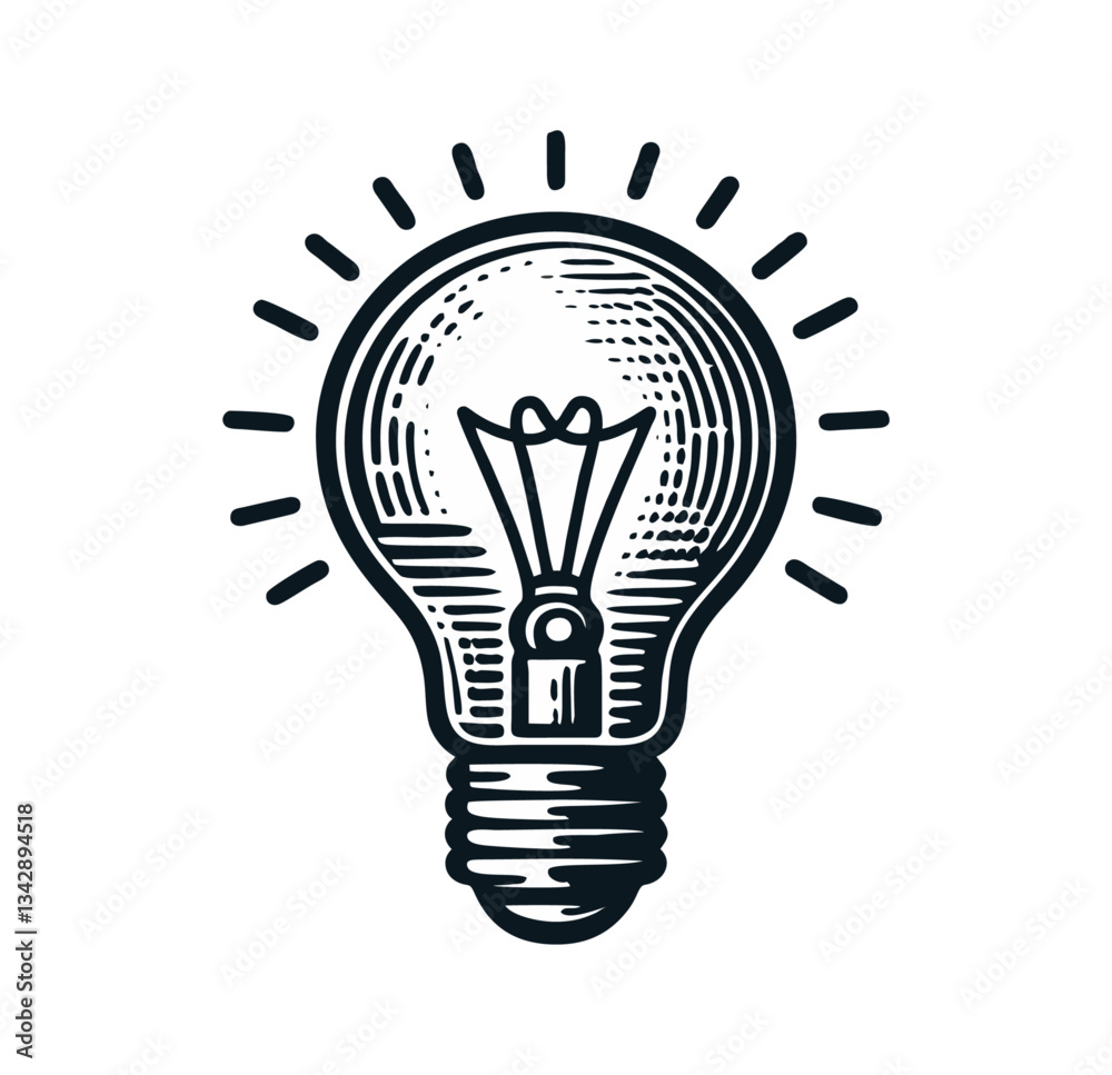 Fototapeta premium Bulb light engrave logo icon design illustration