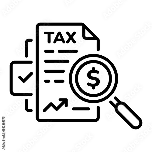 A line style icon depicting a tax audit process 