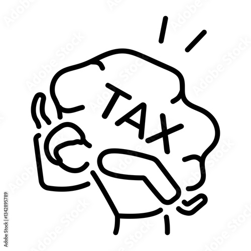 A tax payer character carrying a heavy burden, line style icon 