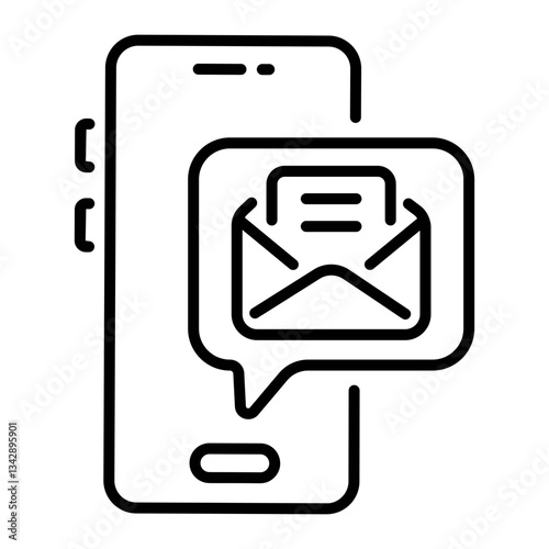 Line icon of an email notification on a mobile device 