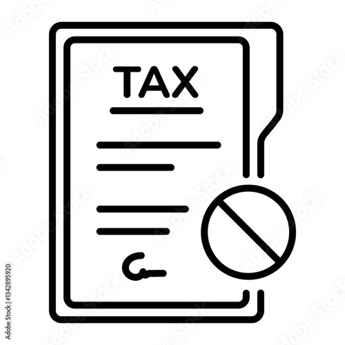 Tax rejected papers with an unapproved sign, line icon 