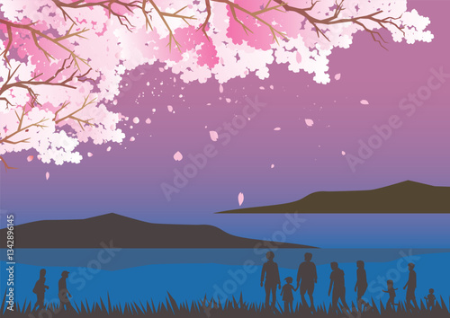春の桜の花びら背景
