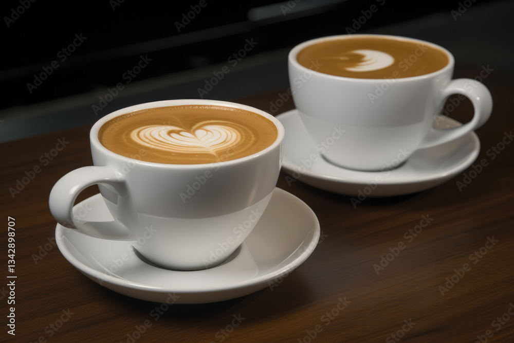 Fototapeta premium Cup with Latte Coffee. Heart shaped latte art