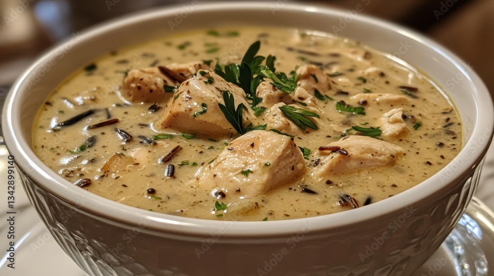 A comforting and hearty chicken and wild rice soup, simmered in a fragrant broth, with tender chicken and earthy wild rice, perfect for a chilly day. A comforting and hearty chicken and wild rice soup, simmered in a fragrant broth, with tender chicken and earthy wild rice, perfect for a chilly day.