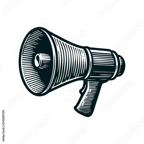 Megaphone engrave logo icon design illustration